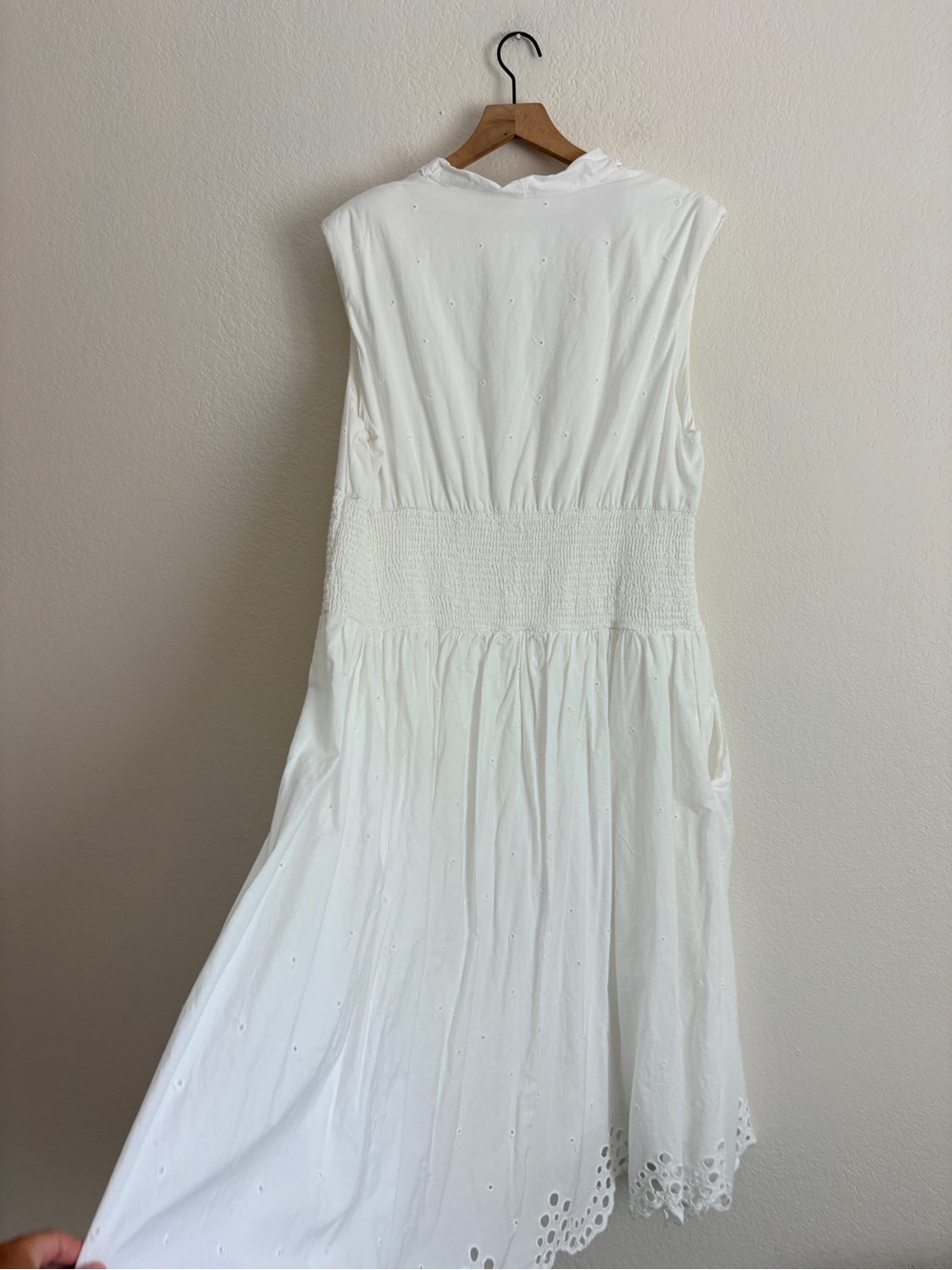 Anthropologie Maeve The Tommie Cap-Sleeve Smocked Eyelet Trim Zip Dress - Picture 12 of 14